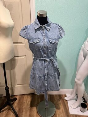 Alice and Olivia Miranda Denim Mini Shirt Dress